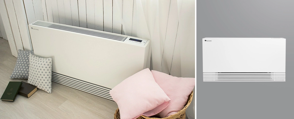 MyCon Silent Ultratynd gulvstående fancoil-enhed med BLDC-motor til effektiv aircondition.