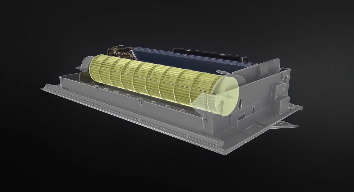 MyCond 1-vejs kassette ventilatorens interne struktur