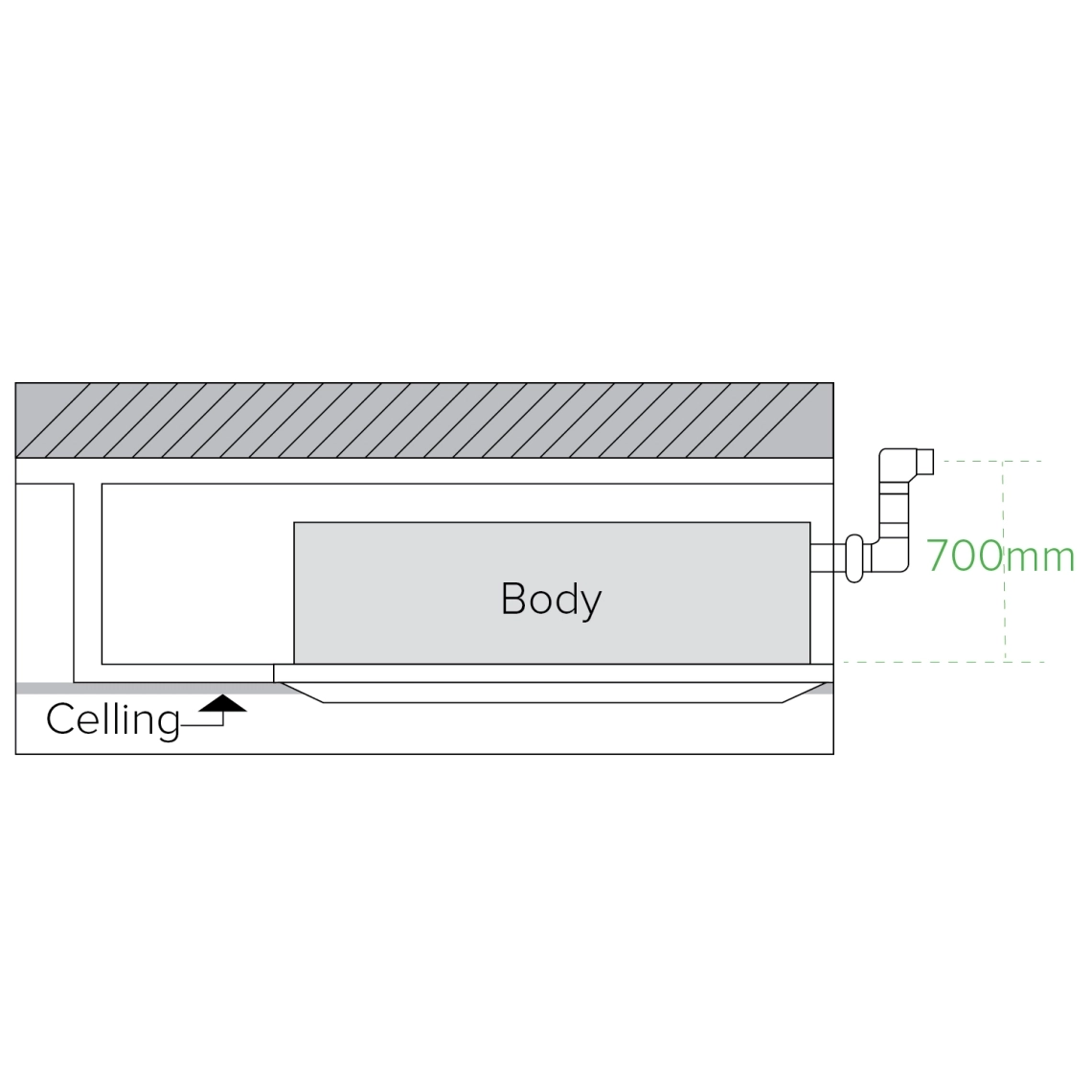 MyCond 4-vejs kassette (840*840), husets installationsdybde 700 mm