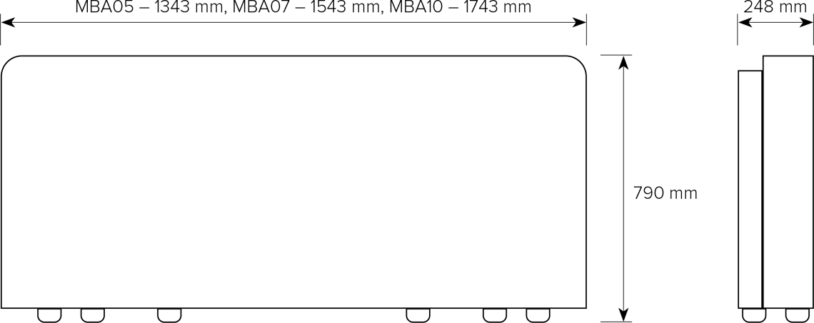 MyCond MBA-G overordnede dimensioner