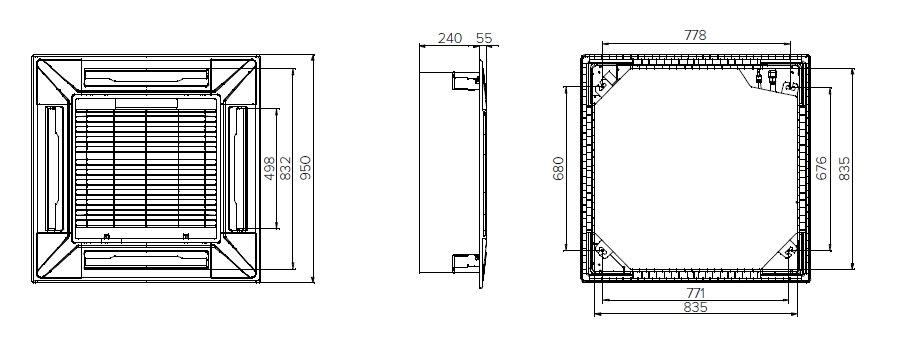 MyCond MCFK-T2 Kompakt 4-vejs kassetteventilatorkonvektor