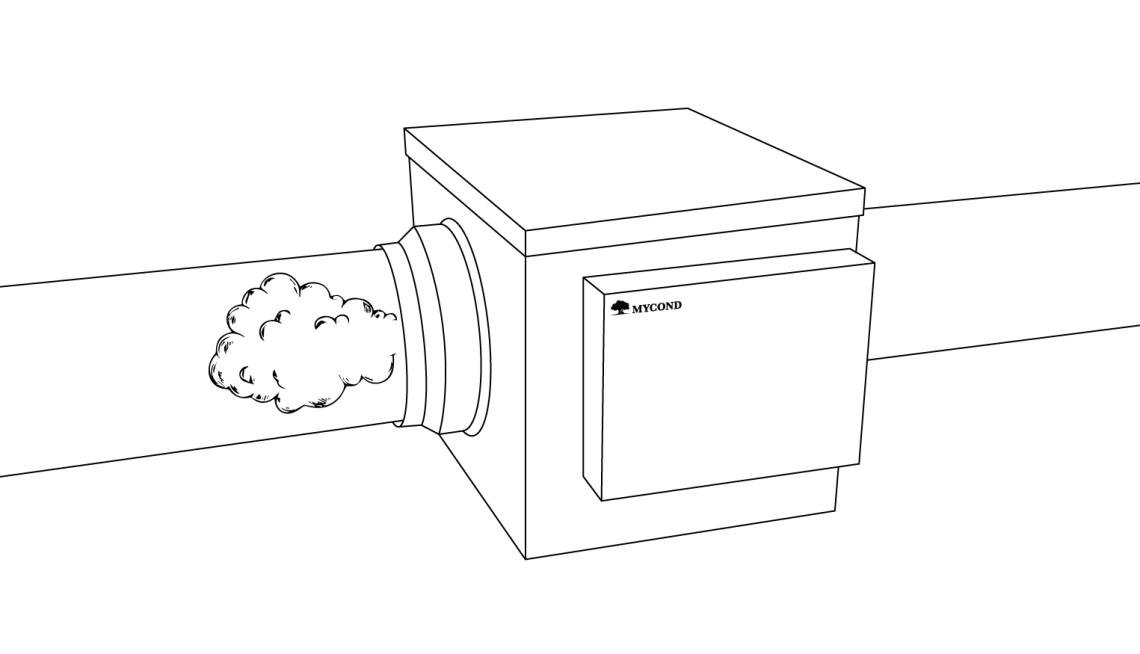Installationsdiagram for MyCond MHDM-D luftfugter