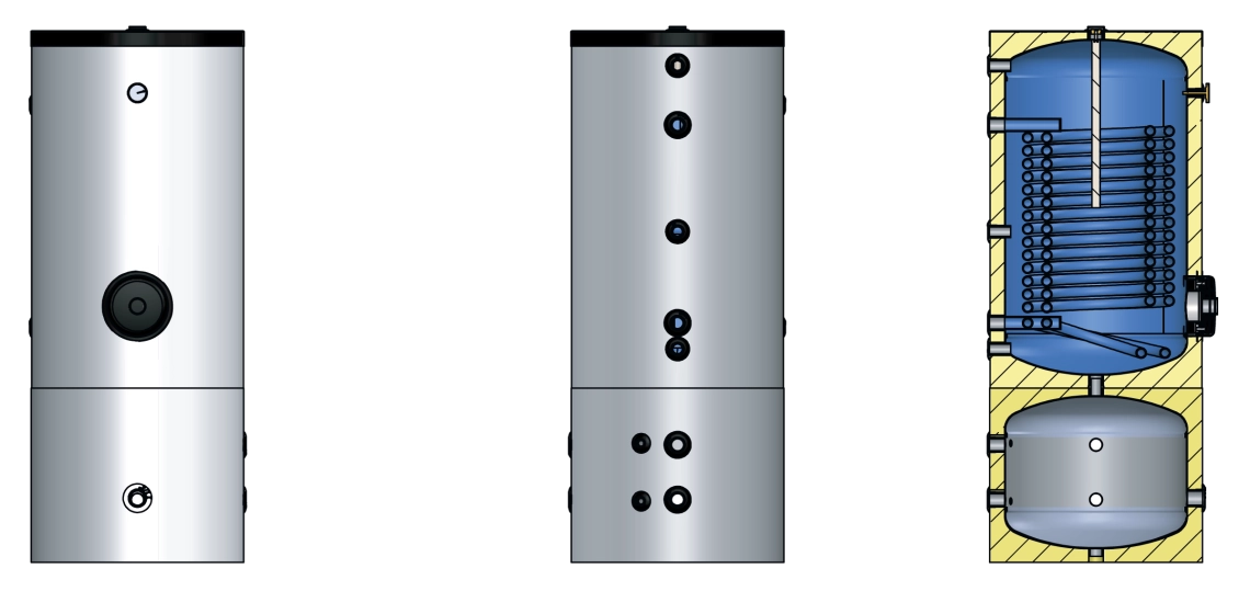 MyCOnd MT 100/200 HP, MT 100/300 HP Billedet viser det isolerede design af en kombineret lagertank.