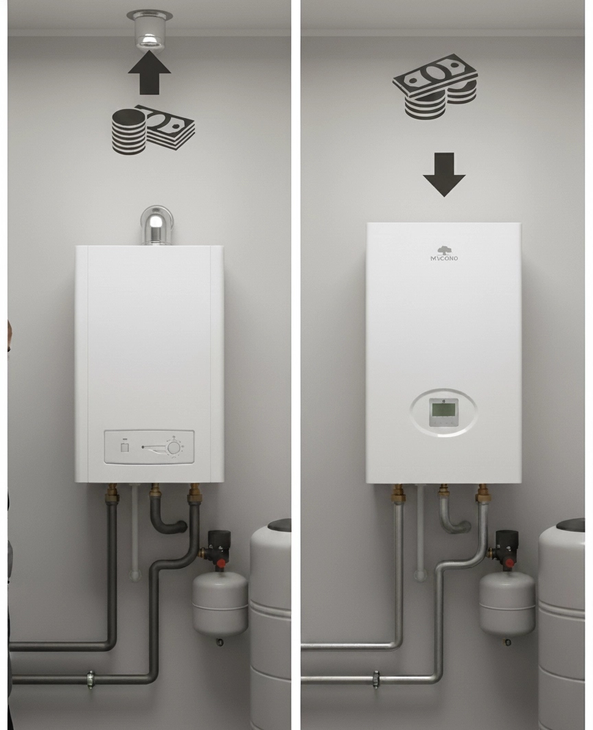Sammenligning af energieffektivitet: Mycond varmepumpe vs. gasfyr